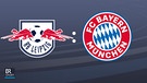 Die Logos der Vereine	RB Leipzig und FC Bayern | Bild: BR; Montage BR
