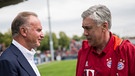 Trainer Carlo Ancelotti (r) und Bayern Vorstandschef Karl-Heinz Rummenigge | Bild: dpa-Bildfunk