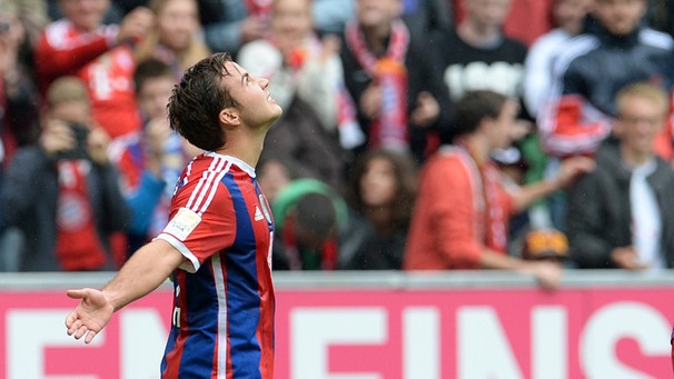 Mario Götze jubelt über seinen Treffer zum 1:0 | Bild: dpa-Bildfunk