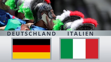Jeweilige Länderflaggen mit Fanmotiven | Bild: picture-alliance/dpa/BR