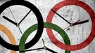 Die Olympischen Ringe als Uhren-Ziffernblätter | Bild: colourbox.com; Montage: BR