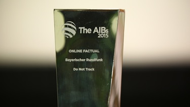 Die Trophäe des AIB Award - ein glänzender Quader, der einem Goldbarren ähnelt  | Bild: BR/Christiane Miethge 