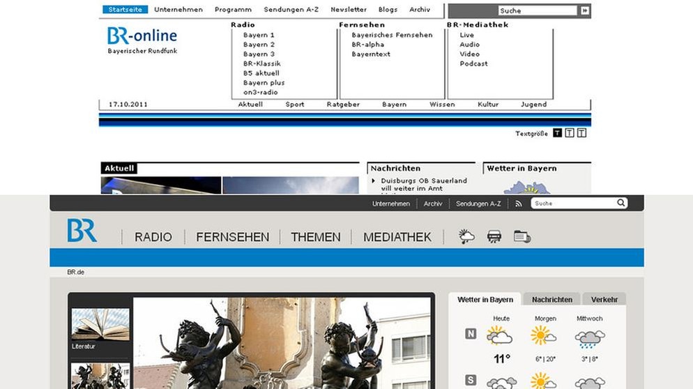 Bildschirmfoto Masternavigation BR-online/BR.de | Bild: BR