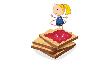 Cartoonmädchen tanzt auf Toastscheiben | Bild: colourbox.com