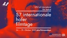 Plakat in dunkelblau und orange. Mit weißer Schrift: 57. internationale Hofer Filmtage | Bild: BR & Hofer Filmtage