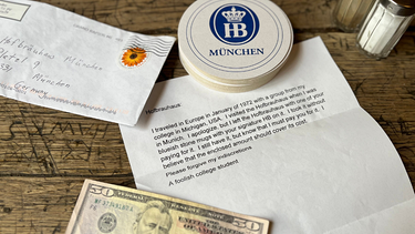 Brief des reuigen Amerikaners - mit beigelegtem 50-Dollar-Schein. | Bild: Hofbräuhaus