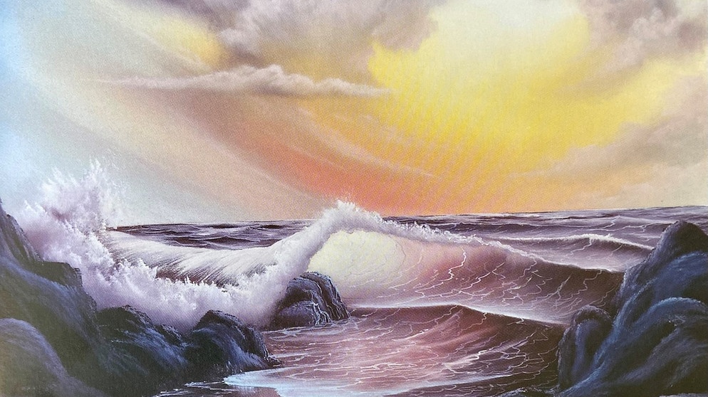 Das Gemälde "Stormy Seas" ist eines der eher seltenen Bilder von Bob Ross, auf denen er das Meer in Ölfarbe festhielt.      | Bild: BR/Bob Ross Company