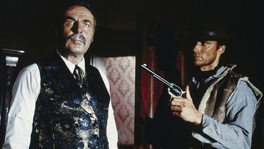 Von links: Sheriff Baxter (Wolfgang Luschky) und Joe (Clint Eastwood). | Bild: BR/Constantin-Film GmbH/Jolly Film S.r.l. Rom/Ocean Film S.A. Madrid