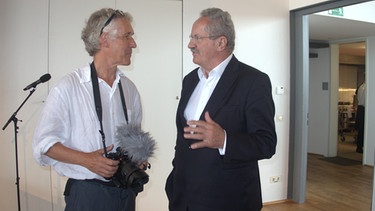 Ex-OB Christian Ude (rechts) mit Lebenslinien-Autor Matti Bauer während der Dreharbeiten. | Bild: BR/Christian Baudissin