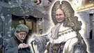 Montage: Eine alte Frau und Präsident Wladimir Putin als absolutistischer Herrscher | Bild: BR