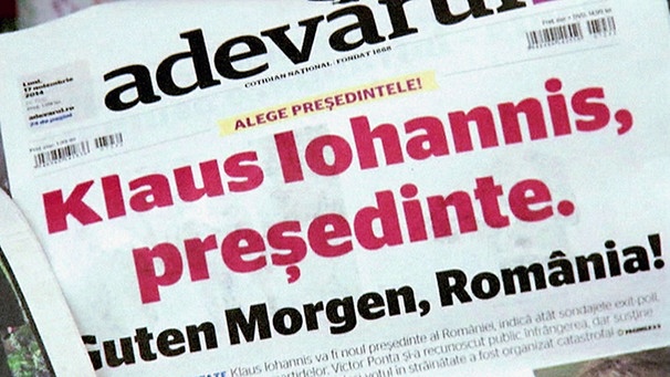 Zeitungstitel mit der Überschrift "Klaus Iohannis, presedinte. Guten Morgen, Romania!" | Bild: BR