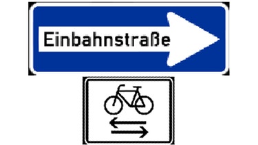 Verkehrsschild Einbahnstraße | Bild: Bundesanstalt für Straßenwesen; Montage: BR