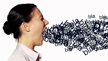 Grafik: Frau schreit und Bucstaben fliegen aus ihrem Mund | Bild: colourbox.com