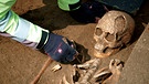 Tausend Jahre altes Skelett, das bei Ausgrabungen in Niederbayern gefunden wurde. | Bild: picture-alliance/dpa
