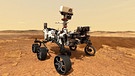 Unbemannter Marsrover soll Bodenproben auf dem Mars entnehmen. | Bild: BR/Nasa