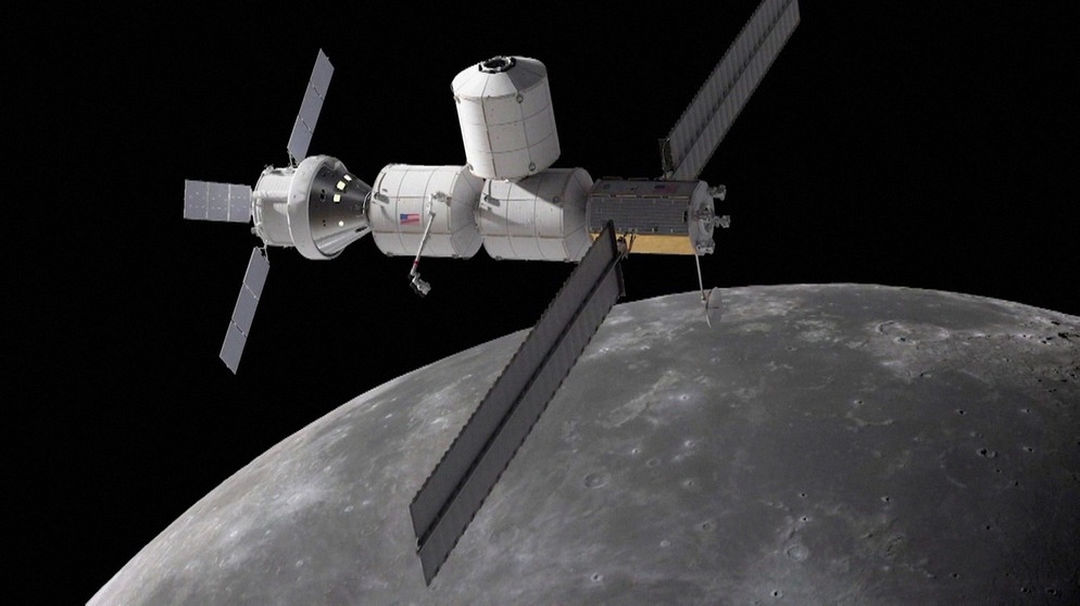 Mondstation in Umlaufbahn um Mond (Symbolbild) | Bild: BR