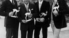 Reinhard Glemnitz, Erik Ode, Fritz Wepper und Günther Schramm bei der Bambi-Verleihung 1971 in Monaco | Bild: picture-alliance/dpa