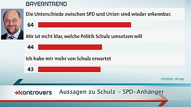 Umfrageergebnisse zu Martin Schulz - SPD-Anhänger | Bild: BR