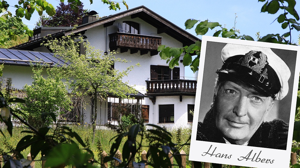 Hans Albers-Villa am Starnberger See neben einem Porträt von Hans Albers | Bild: picture-alliance/dpa/Christine König/United Archives/IFTN, Montage: BR