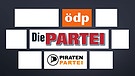 Logos der Parteien ödp, DIE PARTEI und Piratenpartei | Bild: BR