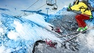 Skifahrer springt auf Piste, die mit Baggern gebaut wird | Bild: picture-alliance/dpa / Collage: BR