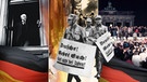 Montage: Scheidemann am Fenster, zerstörte jüdische Geschäfte und Menschen auf der Berliner Mauer | Bild: picture-alliance/dpa; dapd; Montage: BR