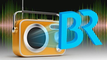 Das Logo des Bayerischen Rundfunks vor einem Radiogerät | Bild: Montage: BR; colourbox.com