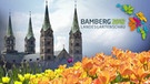 Bamberger Dom und Logo der Landesgartenschau | Bild: picture-alliance/dpa; br; montage: br