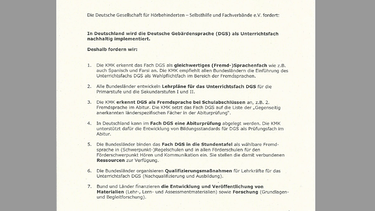 Forderungen der Deutschen Gesellschaft der Hörgeschädigten auf der Fachtagung in Berlin | Bild: BR
