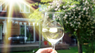 Ein Glas mit kühlem Wein in der Sonne | Bild: BR / Britta Barchet