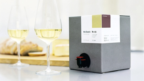 Bag-in-Box, in der Wein in einem Schlauch gelagert wird. | Bild: (c) dpa