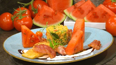 Saibling mit Melone und Tomaten-Couscous | Bild: BR