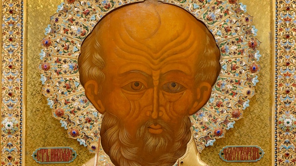 Hl. Nikolaus von Myra, Ikone, von 1327, Basilika San Nicola, Bari, Apulien, Italien | Bild: picture-alliance/dpa