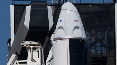 Das Dragon-Modul auf der Falcon 9-Rakete. | Bild: ESA/NASA