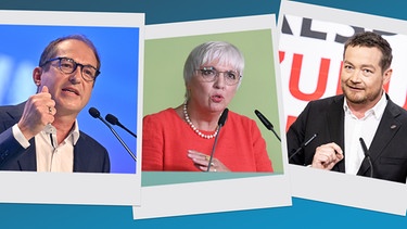 Alexander Dobrindt (CSU), Claudia Roth (Die Grünen) und Uli Grötsch (SPD)  | Bild: picture alliance/dpa | Felix Hörhager, Matthias Balk, SvenSimon | Frank Hoermann/SVEN SIMON
