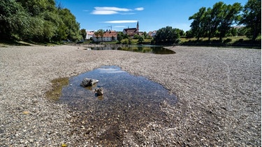 Ausgetrockneter Flusslauf | Bild: picture alliance/dpa | Armin Weigel