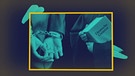 Symbolbild: "Was ist Strafe?" Hände in Handschellen; ein Richter hält ein Buch, darauf steht "Deutsche Gesetze" | Bild: BR, picture-alliance/dpa, colourbox.com; Montage: BR