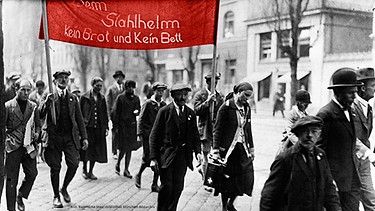 Demonstration während der bayerischen Revolution | Bild: Bayerische Staatsbibliothek München - Bildarchiv / Montage: BR