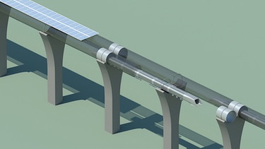 Zwei Röhren auf Stelzen, Modell des Hyperloops | Bild: dp images