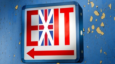 EXIT-Leuchtschrift mit britischer Flagge | Bild: picture-alliance/dpa