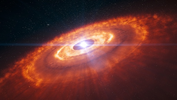 Animation eines jungen Sterns mit protoplanetaren Scheibe. | Bild: ESO/L. Calçada