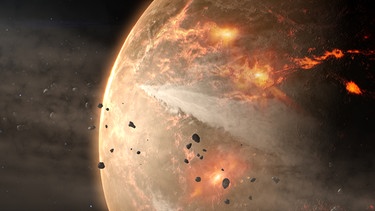 Illustration zur Planetenentstehung: Asteroiden könnten einst die Bausteine des Lebens auf die Erde gebracht haben. | Bild: NASA Goddard