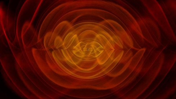 Simulation von Gravitationswellen.  |  Bild: NASA/C.  Henze