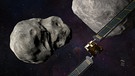 Animation der DART-Sonde vor Asteroiden. | Bild: NASA