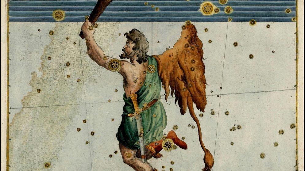 Historische Darstellung des Sternbilds Orion von Johann Bayer. | Bild: Wikocommons/Johann Bayer