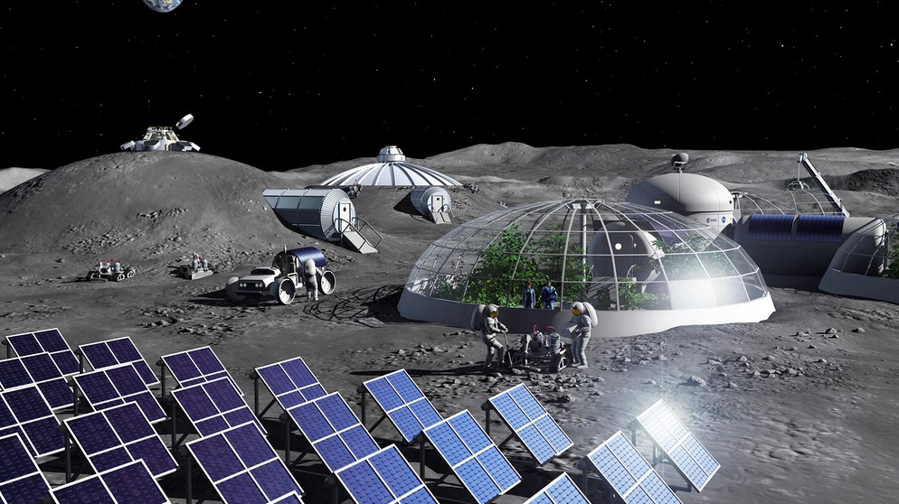 Künstlerische Darstellung einer Mondstation. | Bild: ESA/P. Carril