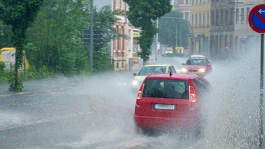 Starkregen in der Stadt stellt eine große Herausforderung dar Wassermangel, Wasserwirtschaft, Hitze, Urbaner Raum, Starkregen. | Bild: dpa-Bildfunk/Bund deutscher Baumschulen (BdB)