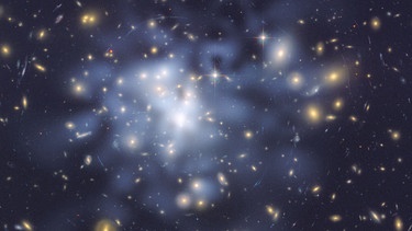 Die Aufnahme des Hubble-Teleskops zeigt die Verteilung von Dunkler Materie im Glaxiecluster Abell 1689 | Bild: NASA, ESA, D. Coe