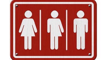 Ein Schild mit Symbolen für drei Geschlechter. | Bild: stock.adobe.com/Karen Roach