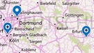 Markierungspunkte auf einer Deutschlandkarte | Bild: Bing Map